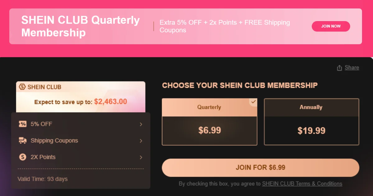 SHEIN Member Coupons