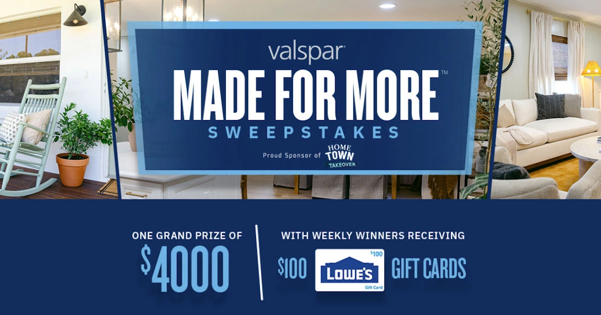 HGTV Valspar Made for More Sweepstakes