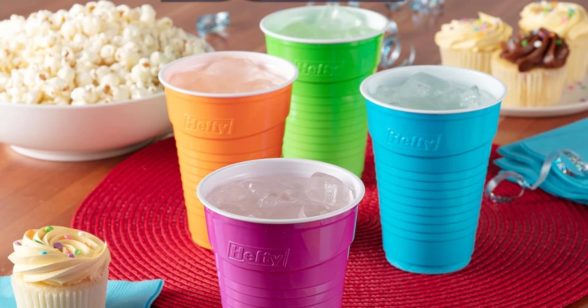Hefty Party On Disposable Plastic Cups on Amazon