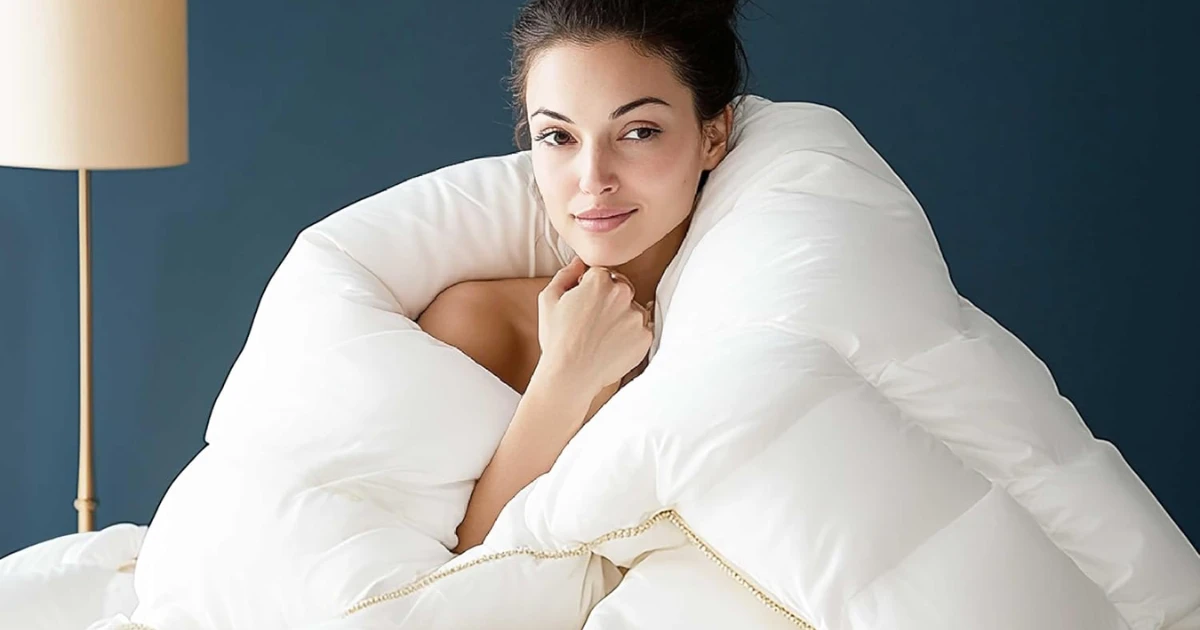 Puffy White Feather Comforter on Amazon