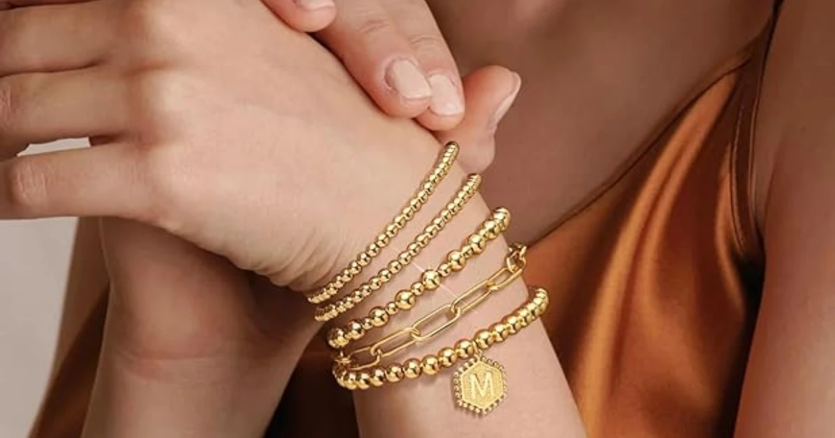 Gold 5-Piece Bracelet Stacks on Amazon