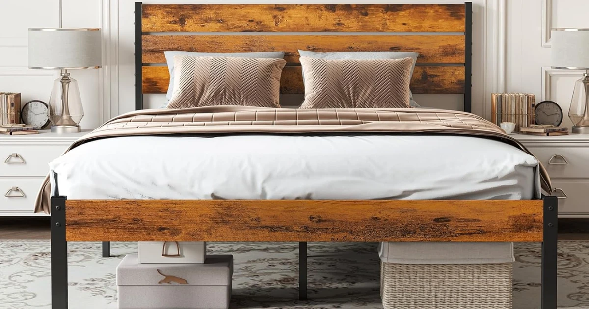 Sweetcrispy Queen Size Bed Frame on Amazon