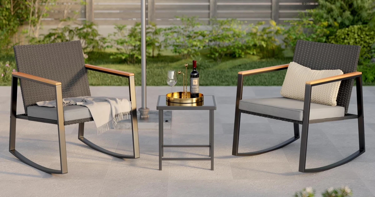 Lofka Patio Rocking Chairs Set at Walmart